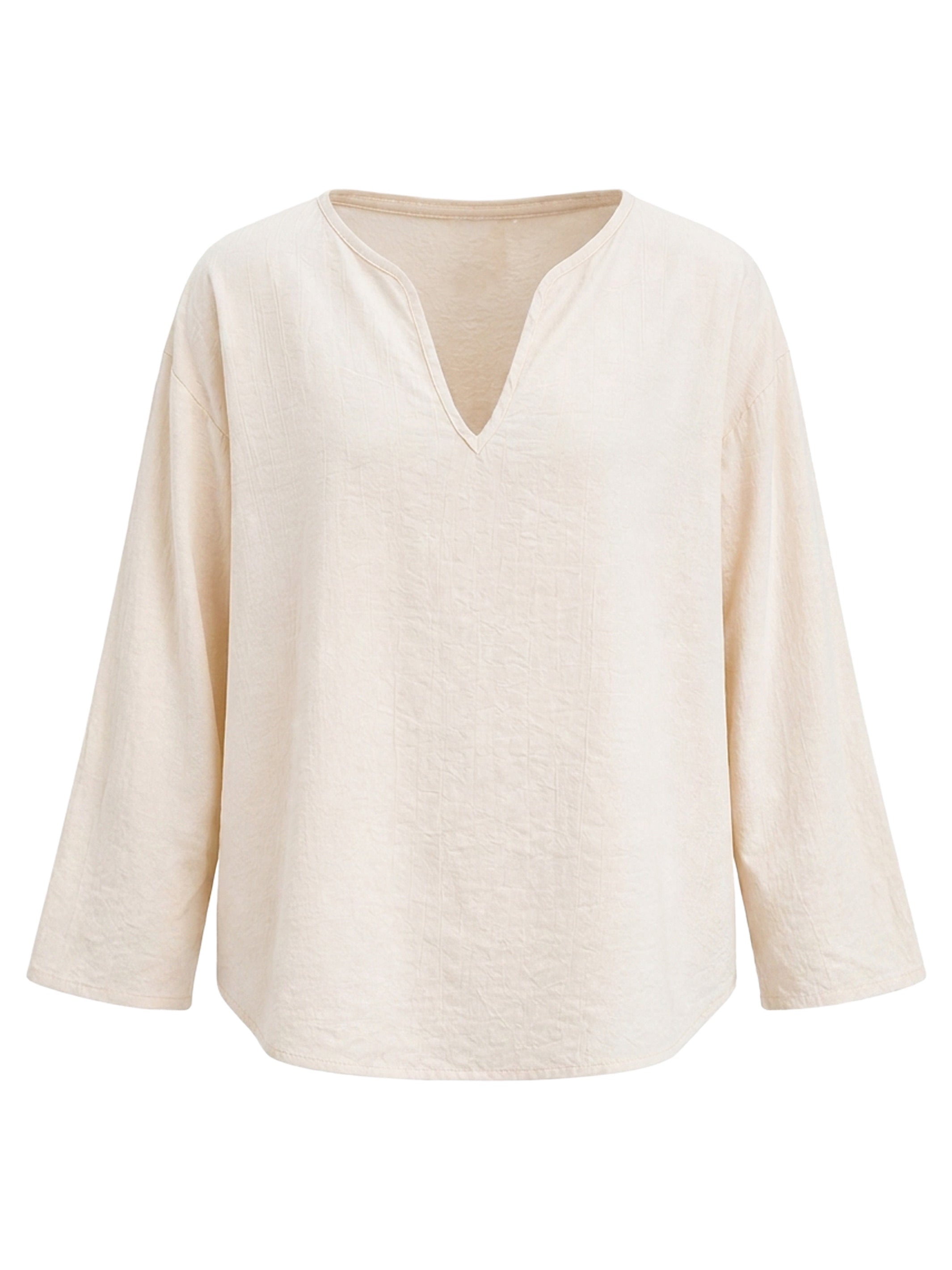 Vacay Crinkle Loose Fit Shirt - Beige