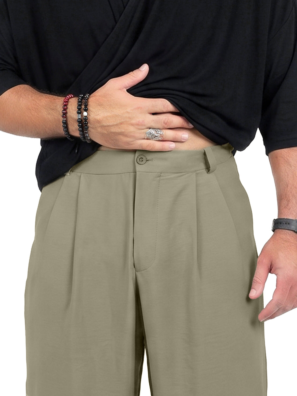 Pleated Flowy Pants - Olive