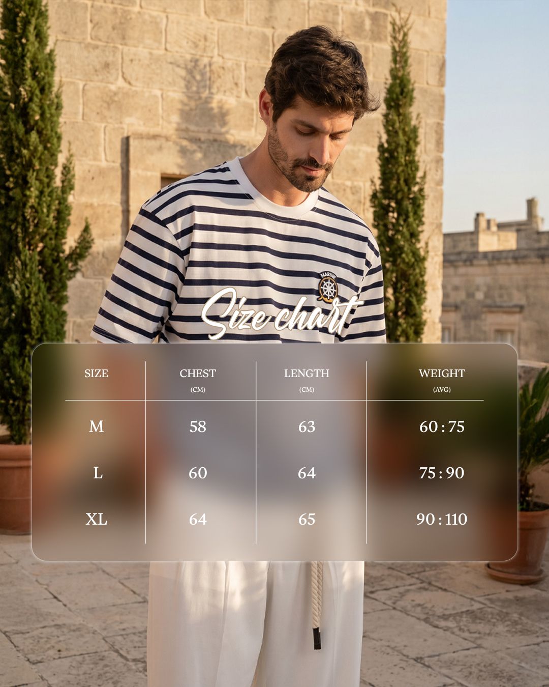 Sailor Cropped Fit T-Shirt Size Chart