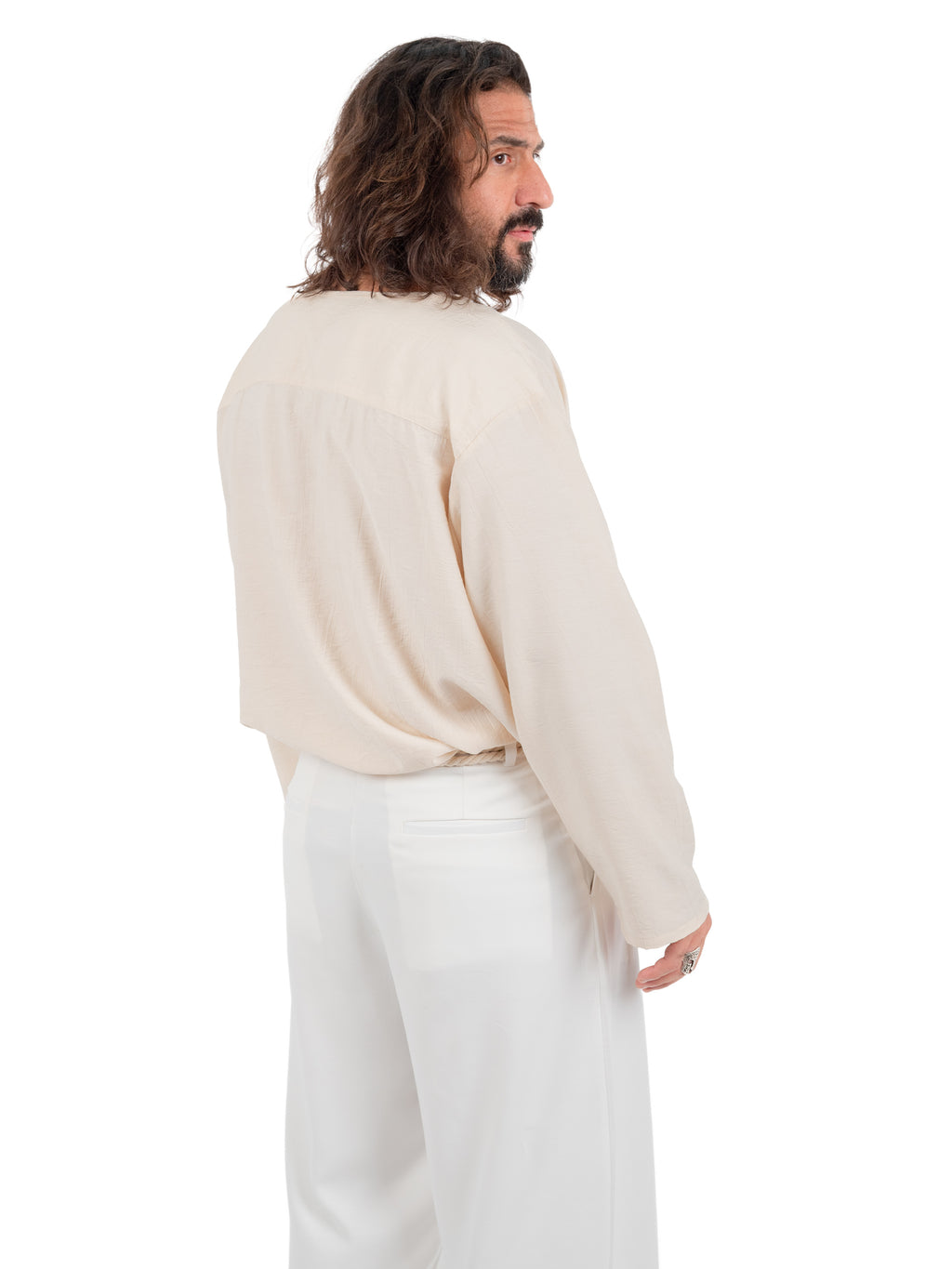 Vacay Crinkle Loose Fit Shirt - Beige