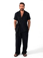 Black Kimono Shiny Collar